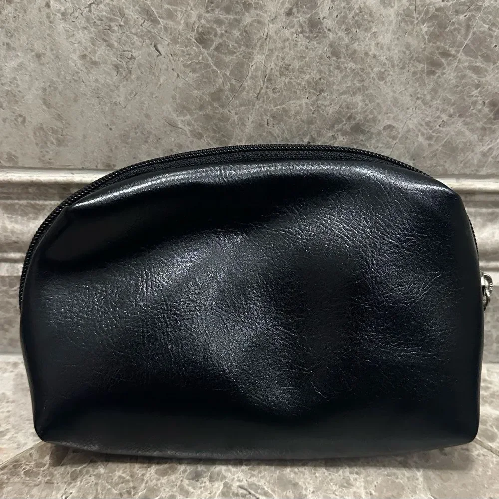 Mary Kay MK Logo Girlfriend Cosmetic Bag Travel Pouch Vintage Black Faux Leather